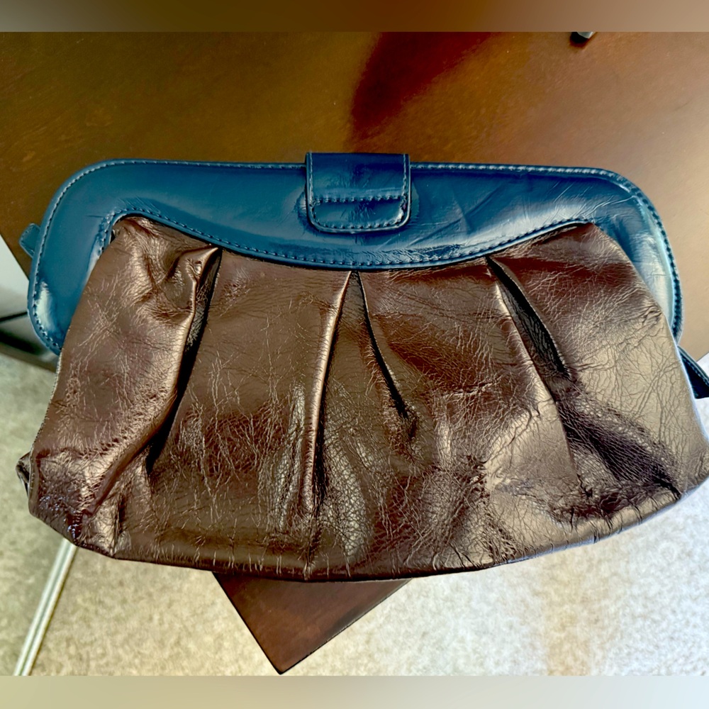 Aldo Brown and Blue Clutch with Elegant Two-Tone Design - Picture 2 of 3